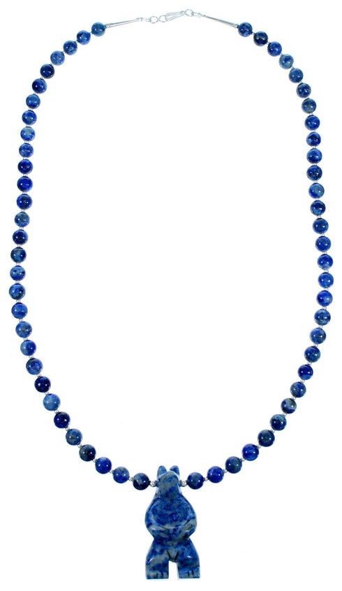 Denim Lapis Bear Sterling Silver Jewelry Bead Necklace RX114159